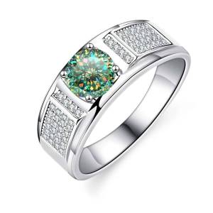 TY Classic Mens 1.0 Carat Real Moissanite white Ring 18K White Gold D Color Diamond Engagement Wedding Fine Jewelry Gift