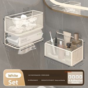 Wall-mounted Hole-free Storage Rack Bathroom Organizer