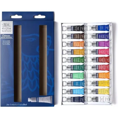 ชุดรูปวาดสีน้ำ Winsor & Newton cotman 10/20สีหลอดความโปร่งใสสูง5มล. (0.17-oz) ให้ความสว่างที่โดดเด่น