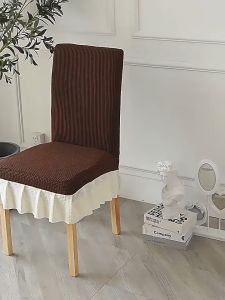 Dining Chair Covers Thick Skirt Universal Knitted Thick Elastic Antifouling Seat Cushion Stretchable Elastic Covers Chair Protector