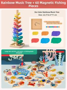 MWZ | Montessori Educational Rainbow Music Tree Bead Wooden Blocks for Kids