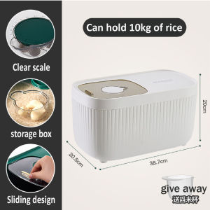 LEBRON 10kg Rice Storage Box Grain Cereal Dispenser Bucket Flip Lid Food Organizer Sealed Grain Container Rice Bucket