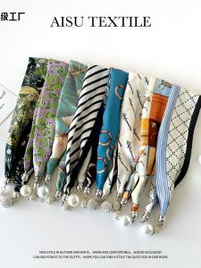 Khăn Choàng Lụa Satin Hấp Thụ Từ Tính Thời Trang Xuân 2024 Cho Nữ Khăn Choàng Đa Năng Chất Liệu Voan Họa Tiết Hình Học Phụ Kiện Thời Trang