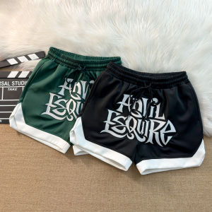 Quần Short Lưới Thoáng Khí 300g Cho Nam Quần Dài Thường Ngày Dáng Rộng Họa Tiết Chữ Phong Cách Hip Hop Mùa Hè