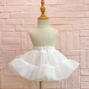 Lolita Skirt Support Soft Tulle No Bone Daily Childrens Short Puffy White Tulle Skirt Underlay for Girls Ages 1-6