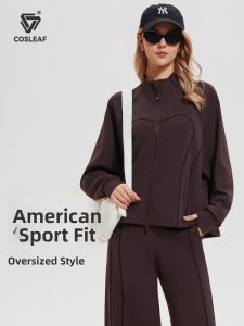 COSLEAF | Casual Loose Zipper Sports Jacket for Women Autumn Winter