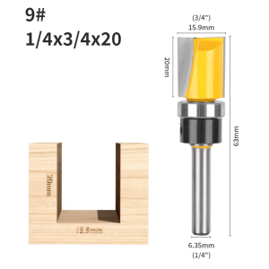 6MM 6.35MM 8MM Cleaning Bottom Bit Bottom Bearing Router Bit Carbide Cutters Woodworking Milling Cutter for Wood Bit Face Mill