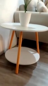 MEJA BULAT MINIMALIS 2 SUSUN / MEJA BUNDAR SUDUT RUANG TAMU MURAH TERBARU Meja Samping Cafe
