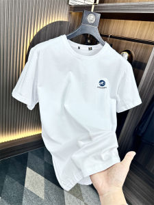 Mens Summer Pure Color Ice Cool Sensation Short Sleeve round Neck T-shirt Comfortable Loose Fit Printed Casual Top