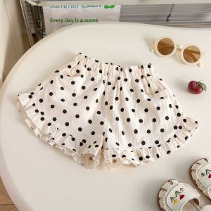 Fashion Thin Design Girls Shorts Summer New Style Korean Breeze Polka Dot Lace Casual Shorts