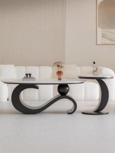 Modern Minimalist Circular Sofa Living Room Rock Board Tea Table Designer Home Use Small Apartment Luxury Italian Style Combination