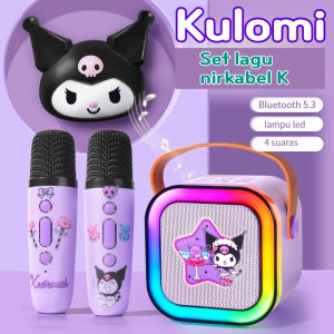 DIY Kuromi Speaker K12 RGB Mic Mini Karaoke Portbale Bluetooth 5.3 Wireless Full Set For Phone Handphone HP TV Rechargeable Type C