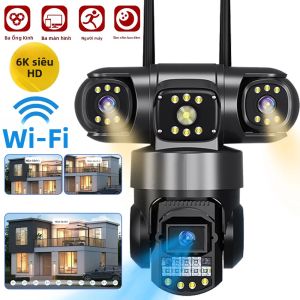 Camera Giám Sát Wifi Chống Nước Ngoài Trời 12MP Ba Ống Kính Màn Hình Video Không Dây Ba Màn Hình Với Khả Năng Bảo Vệ An Ninh Tầm Nhìn Ban Đêm