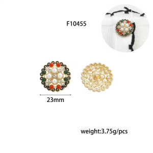 กระดุมเพชรพลอยคริสตัลไข่มุกแนวแอนทีค alloy button F10455-23mm