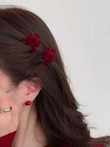 Elegant Mini Black/Red Velvet butterfly Hair Clip Fine Flocking Mini Bow Claw Hairclip Princess Head Small Clip