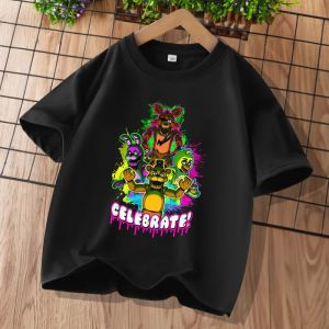 Bandai | 2026 Cartoon Five Nights At Freddys Kids T-shirts FNAF Graphic T-shirt Children Casual Sports Tops Short Sleeves Kids Clothing