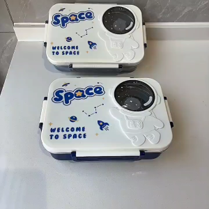 LUNCH BOX SPACE ASTRONAUT STAINLESS 201 / KOTAK MAKAN SEKAT TAHAN PANAS DAN ANTI TUMPAH / TEMPAT MAKAN BEKAL ANAK SEKOLAH