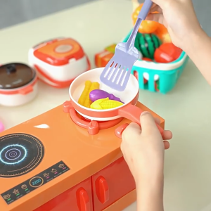 JOYCUB 73PCS Kitchen Playset Cooking Set Toys Pretend Play Kids Kitchen Toys 