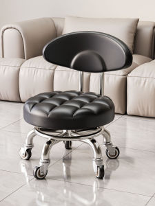 เก้าอี้สตูลอเนกประสงค์แบบมีพนักพิง ล้อเลื่อน ขนาดเล็ก สำหรับห้องนั่งเล่น เก้าอี้เคลื่อนที่ ใช้ในบ้าน รองรับน้ำหนักเด็กได้ หนัง นิ้ว ใช้เป็นโต๊ะข้างโซฟา