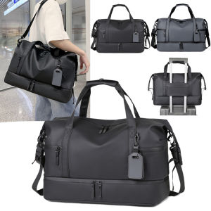 PU Travel Duffel Bag Large Carry On Luggage Bags Men Outdoor Crossbody Pack Tote with Shoe Pocket Dry Wet Separation Gym Handbag