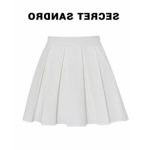 Váy Chữ a Cạp Cao Ngọt Ngào Cho Nữ Mùa Hè 2025 Váy Xếp Ly Mini Màu Trơn Bằng Vải Polyester Phong Cách Công Sở