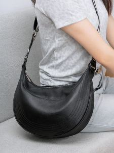 Womens Crossbody Bag Soft Cowhide Large Capacity Dumpling Shape Fashionable Trendy Casual Handbag New 2025 Leather Bag