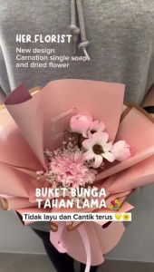 HER.FLORIST - NEW DESIGN [CARNATION] Single Soap & Dried Flower Bouquet / Buket Bunga Sabun Carnation Artifisial