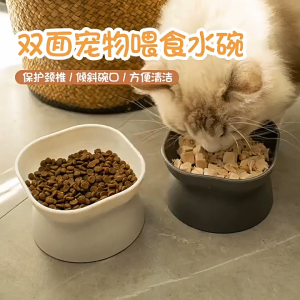 Large Capacity Feeding Bowl Oblique Mouth Neck Protection Tilted Pet Food Water Container Cat Dog Dish Mangkuk Kucing