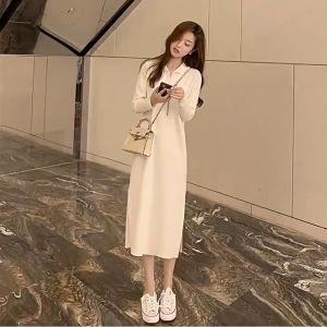 Slit Edge Knit Maxi Dress (Blue Colour)