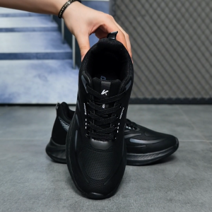 Keeping Sepatu Sneakers Hitam Pria Model Trendy Fashionable Sepatu Kece Jogging Kasual KSL308