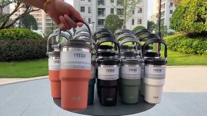 【K-Home】Tyeso Stainless Steel Large Capacity 1200ML 3rd Generation Thermos Cup with Handle Double Layer Insulation and Two Ways Drinking