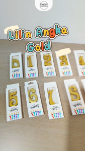 Lilin Angka Gold / Candle Lilin Ulang Tahun / Lilin Dekorasi Kue BANDUNG