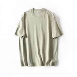 New Heavyweight Pure Cotton Washed White Half Sleeve Mens Summer Loose Wide Casual round Neck Short Sleeve T-shirt