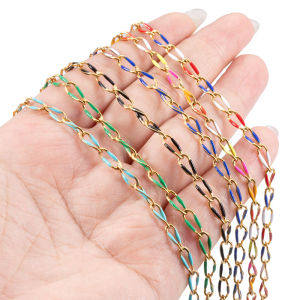เครื่องประดับ Diy เครื่องประดับห่วงโซ่ทอง18K 4มม. ทำจากสเตนเลสสตีลห้อยสีสัน