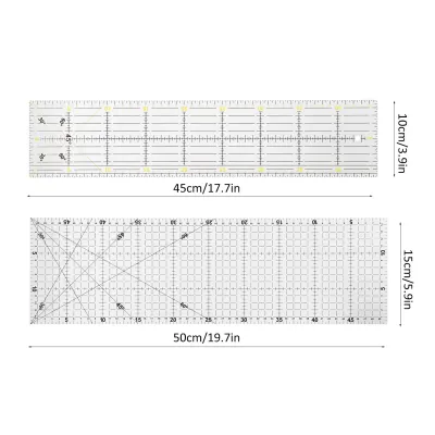 2Pcs Quilting Ruler MultiFunction Sewing Drawing Drafting Crafts Scale Measuring Tool