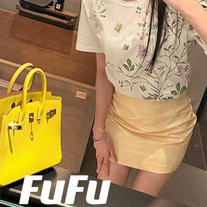 High Waist A-Line Mini Skirt Slimming Yellow Ombre Wrap Bodycon Short Versatile Womens Fashion Spring Summer Skirts