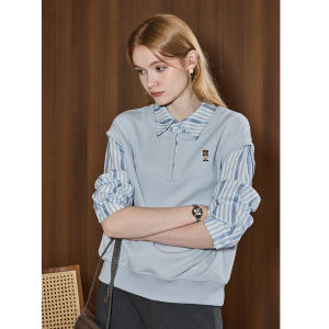 KUHNMARVIN | Áo Sweater Polo Cổ POLO Kẻ Sọc Đắp Lớp