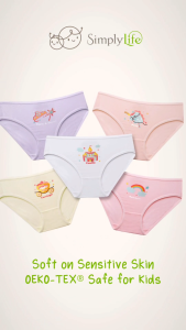 Bamboo Girls Briefs (5-Pack) Thin Elastic Band Ultra Soft Breathable Anti-Bacterial Sensitive Skin Safe Underwear