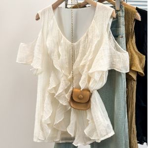 AIYITI | Oyster Edge Short Sleeve Shirt for Summer Large Size