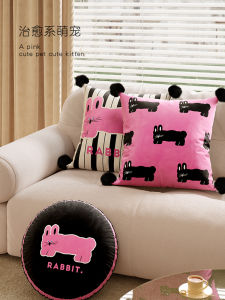 Đệm Đầu Gối Họa Tiết Sọc Thỏ Dễ Thương Có Thể Tháo Rời Dùng Cho Văn Phòng Xe Hơi Phòng Khách Dùng Để Ngủ Trưa Chất Liệu Nhung PP