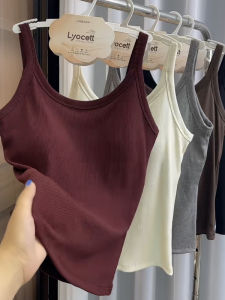 เสื้อกั๊กคอวีทรงหลวมสำหรับผู้หญิงไซส์ใหญ่ ฤดูใบไม้ร่วง 2025 เสื้อชั้นในแบบลำลอง ผ้าฝ้าย ดีไซน์ U ทรงเข้ารูป สไตล์ลำลอง