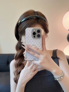 Black Leather Dog Headband Womens Korean Style Hair Accessories Gold Label Elegant Hair Clip Headwear Fashionable Hairband