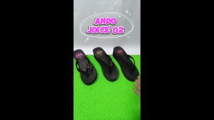 Sendal Jepit Hak 6 cm Wanita Cewek Kekinian Ando Joice 02 Wedges Hitam Emas Ukuran 36-40 Premium Berkualitas