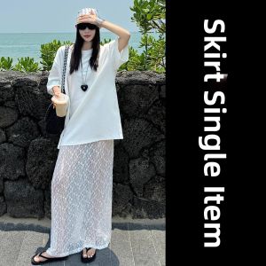 ZHENMANZI | New Lace Trimmed Round Collar Summer Design Loose Maxi Dress
