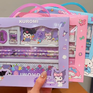 Sanrio Stationery Set 6-in-1 Kuromi Pencil Case Prizes for Students/Kids School Supplies
