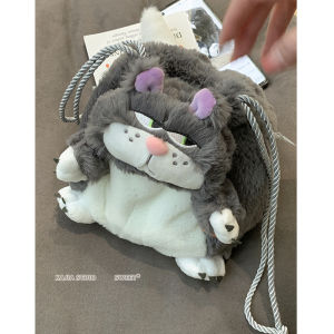 Plush Bag Womens 2023 New Arrival Trendy Fall and Winter Lucifer Cartoon Cat Handbag Anxiety Cat Cosmetics Bag Furry Messenger Bag