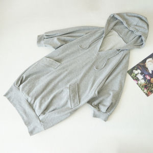 Loose Fit Hoodie Sweatshirt Mid-Length 7/8 Sleeve Womens Style Solid Color Casual Comfortable Polyester Cotton Blend