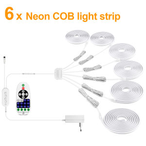 2/4/6-in-1 RF Remoter Embeded COB Strip Neon Light LED Tape Cabinet Acoustic Wall Wood Grille TV Background Decor Bluetooth APP