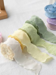 Ruffled Lace Ribbon Cake Decoration Lotus Leaf Edge Fish Tail Tulle Colorful Silk Ribbon Linen Packaging Box Flower Bouquet