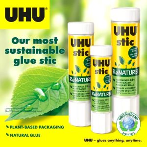 UHU Stic Glue Stick ReNATURE (100% Original) 8.2g / 21g / 40g / Gam Sekolah Gam Kering / UHU Glue Stick